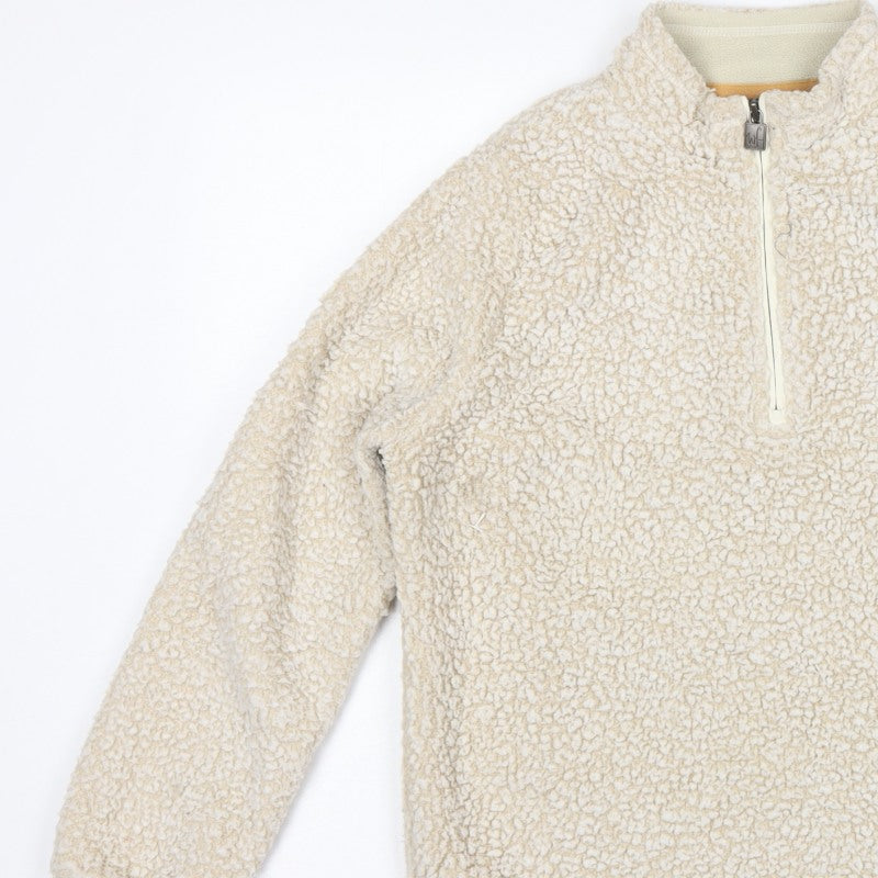 Weird Fish Women Ivory UK 12 1/4 Zip Sherpa Fleece Pullover Sweatshirt