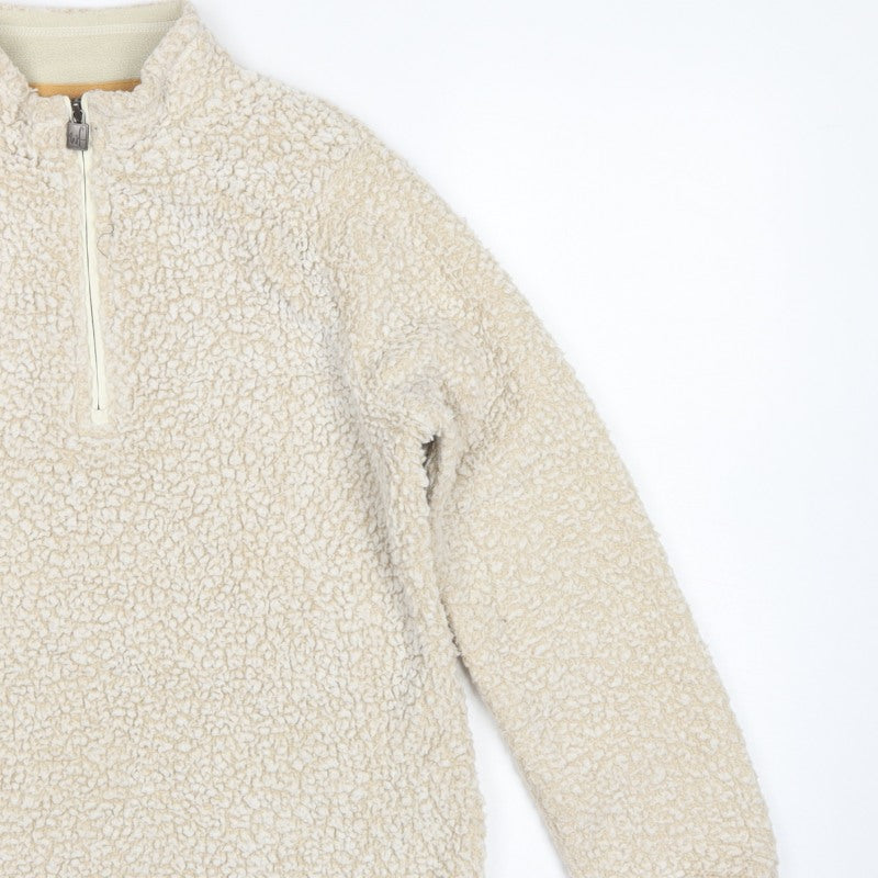 Weird Fish Women Ivory UK 12 1/4 Zip Sherpa Fleece Pullover Sweatshirt