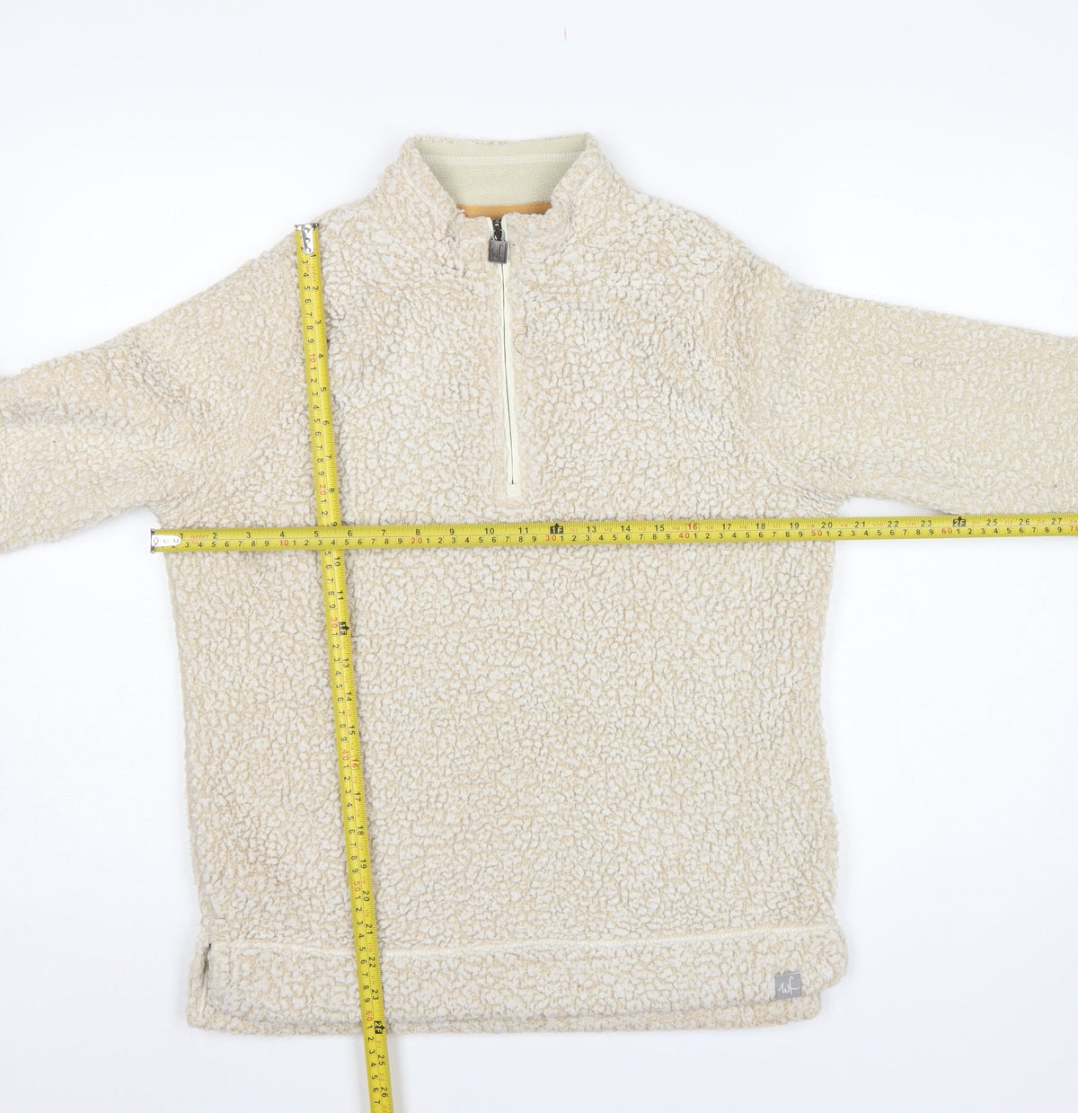 Weird Fish Women Ivory UK 12 1/4 Zip Sherpa Fleece Pullover Sweatshirt