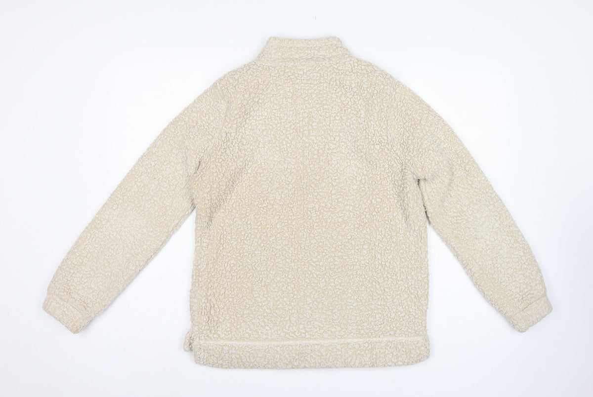 Weird Fish Women Ivory UK 12 1/4 Zip Sherpa Fleece Pullover Sweatshirt