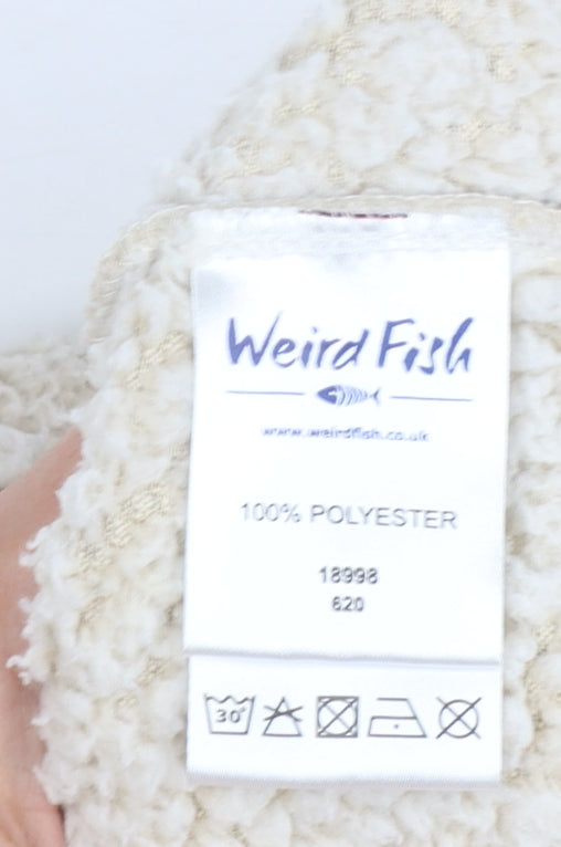 Weird Fish Women Ivory UK 12 1/4 Zip Sherpa Fleece Pullover Sweatshirt