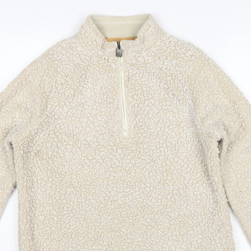 Weird Fish Women Ivory UK 12 1/4 Zip Sherpa Fleece Pullover Sweatshirt