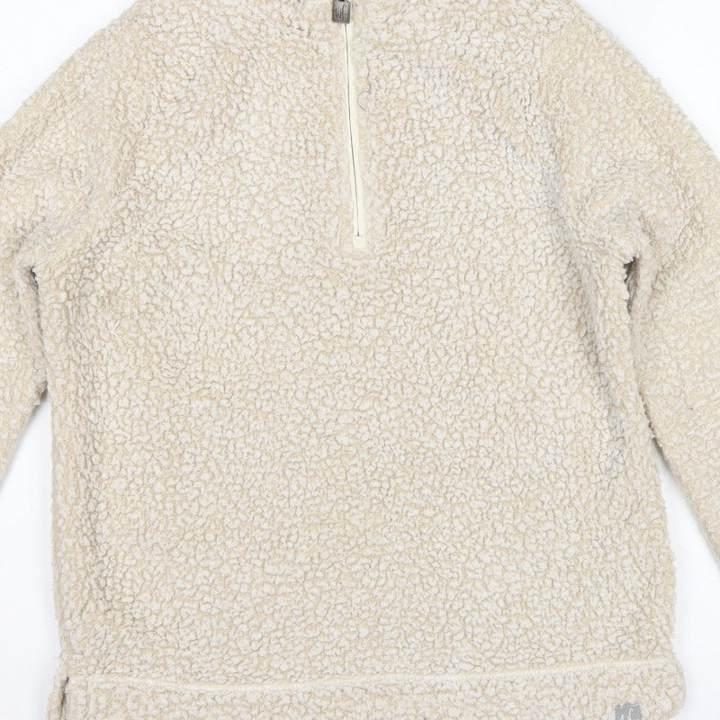 Weird Fish Women Ivory UK 12 1/4 Zip Sherpa Fleece Pullover Sweatshirt