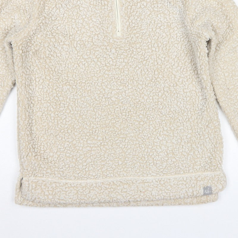 Weird Fish Women Ivory UK 12 1/4 Zip Sherpa Fleece Pullover Sweatshirt