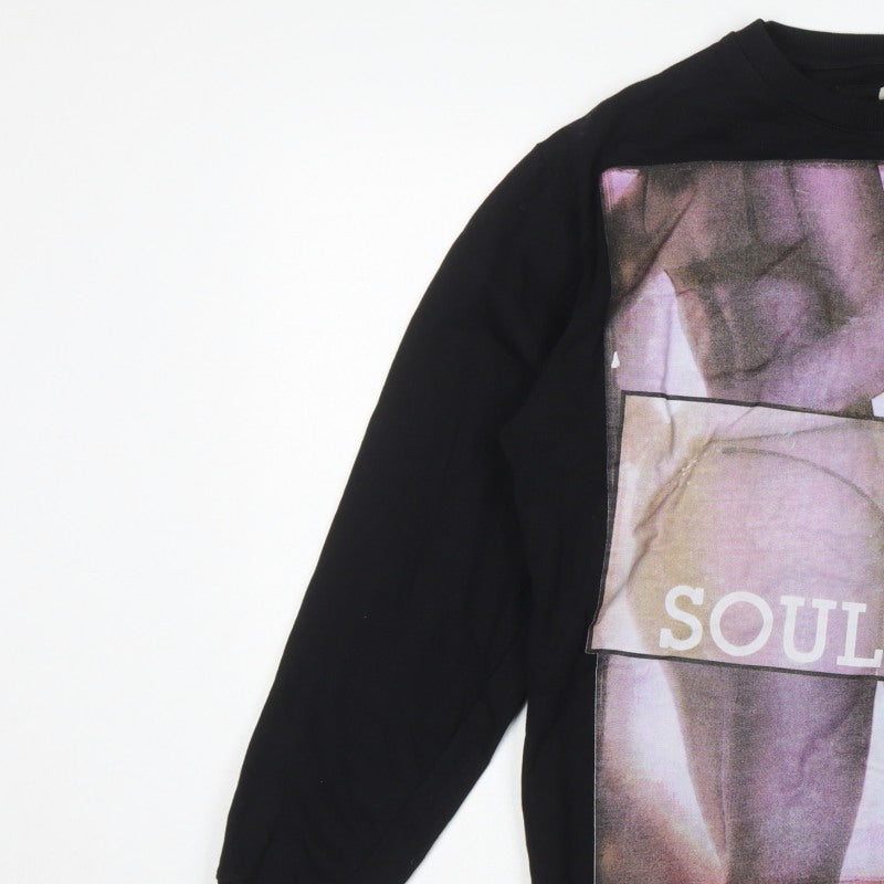 Soul Star Men's Black L Graphic Print Crew Neck Pullover Sweatshirt