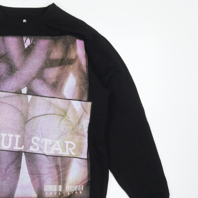 Soul Star Men's Black L Graphic Print Crew Neck Pullover Sweatshirt