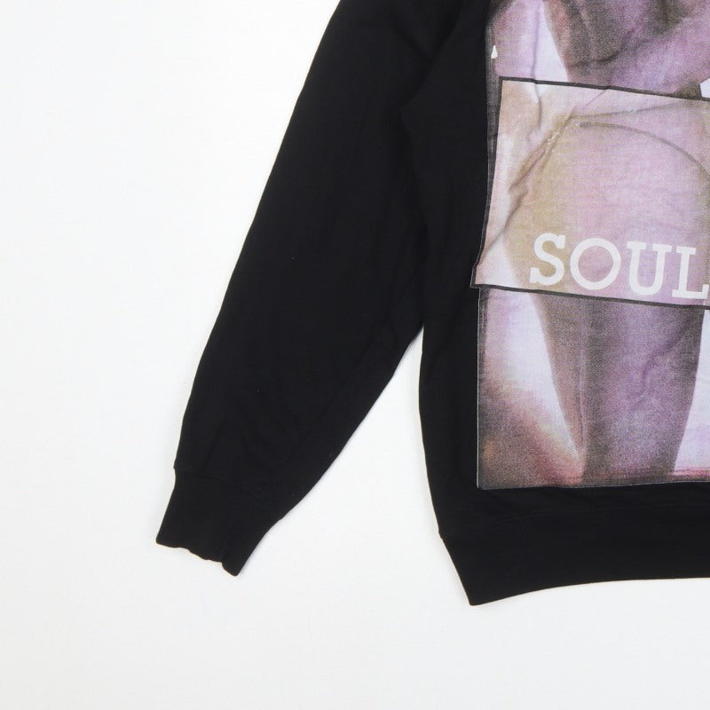 Soul Star Men's Black L Graphic Print Crew Neck Pullover Sweatshirt