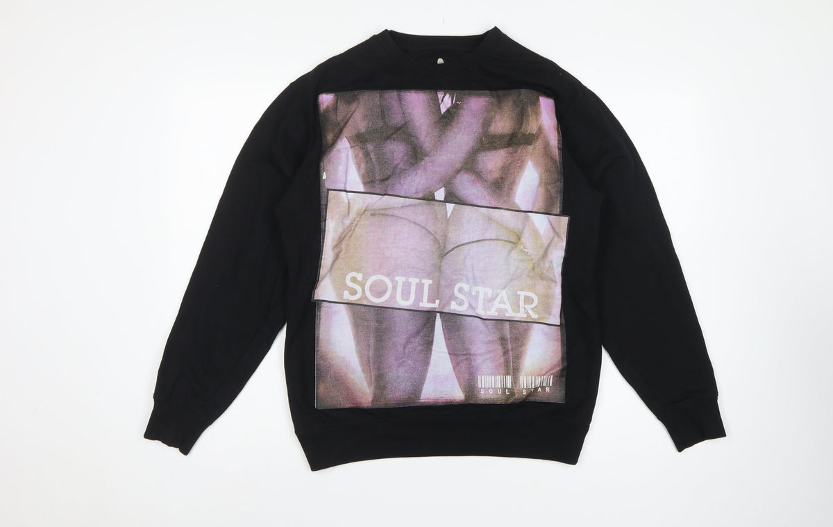 Soul Star Men's Black L Graphic Print Crew Neck Pullover Sweatshirt