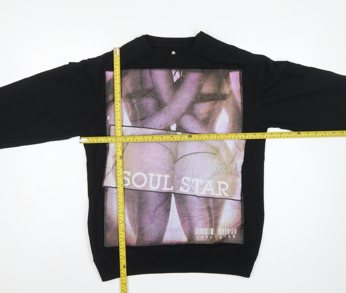Soul Star Men's Black L Graphic Print Crew Neck Pullover Sweatshirt