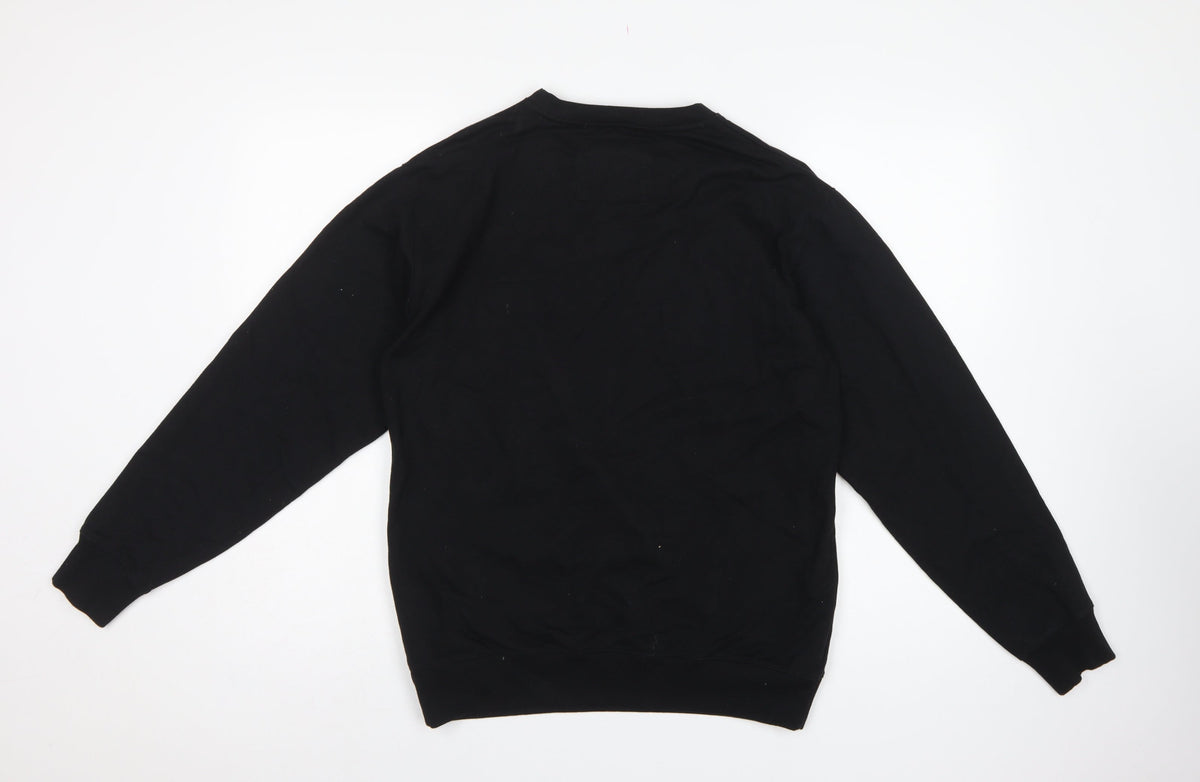Soul Star Men's Black L Graphic Print Crew Neck Pullover Sweatshirt