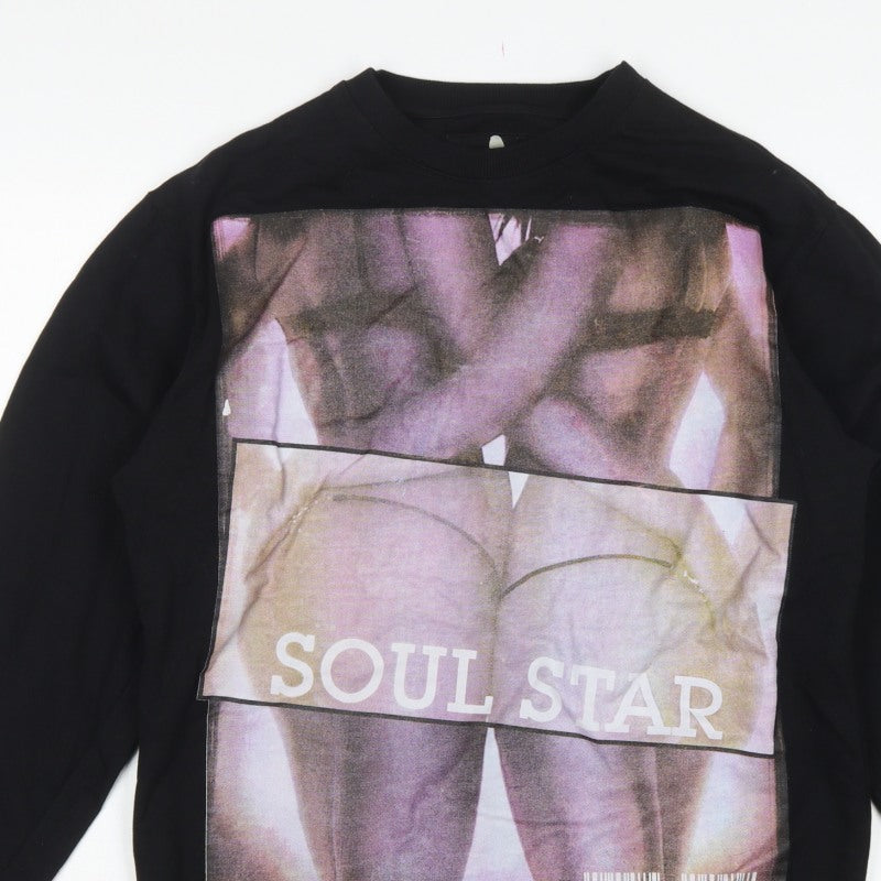 Soul Star Men's Black L Graphic Print Crew Neck Pullover Sweatshirt