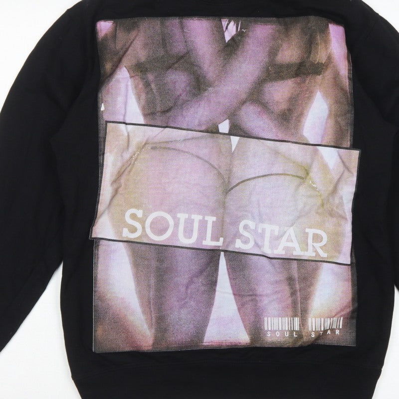 Soul Star Men's Black L Graphic Print Crew Neck Pullover Sweatshirt