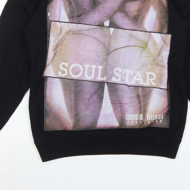 Soul Star Men's Black L Graphic Print Crew Neck Pullover Sweatshirt
