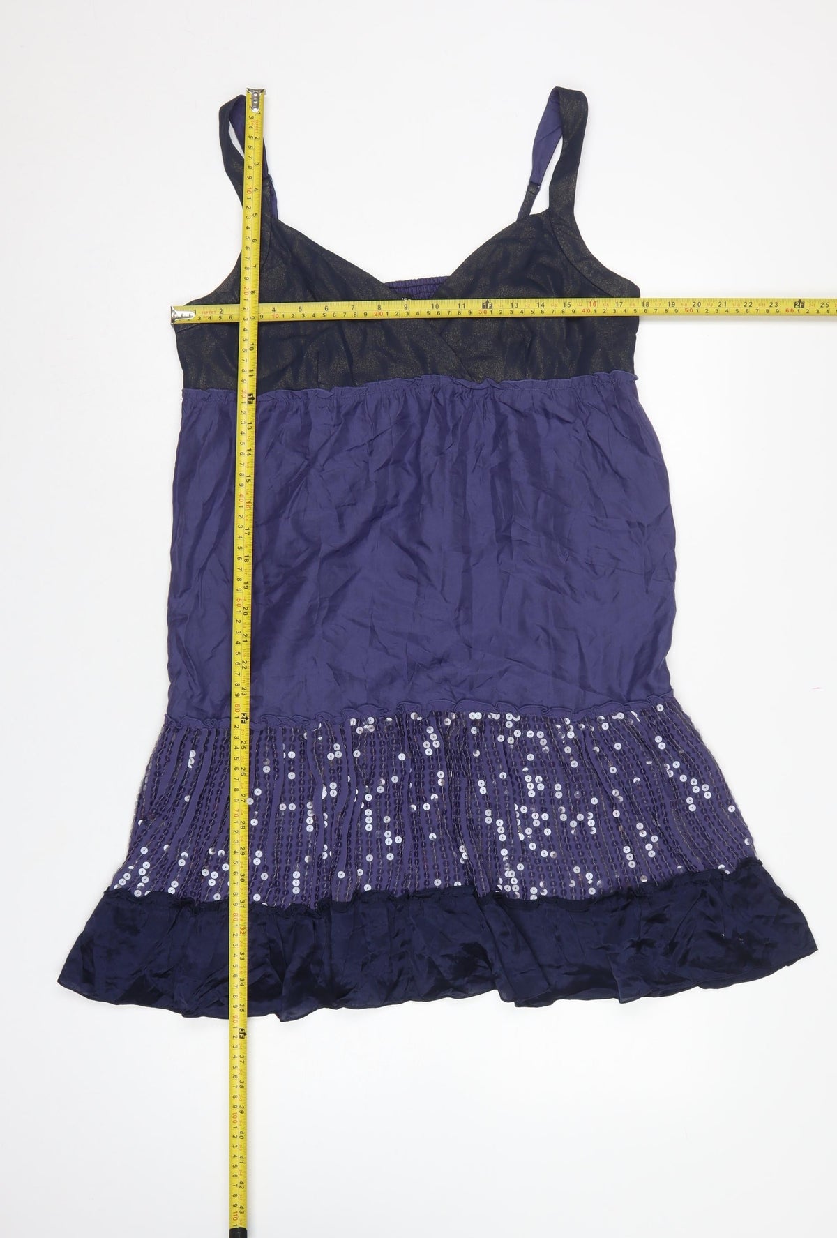 Warehouse Women Purple UK 16 Silk Sequin Strappy Fit & Flare Dress