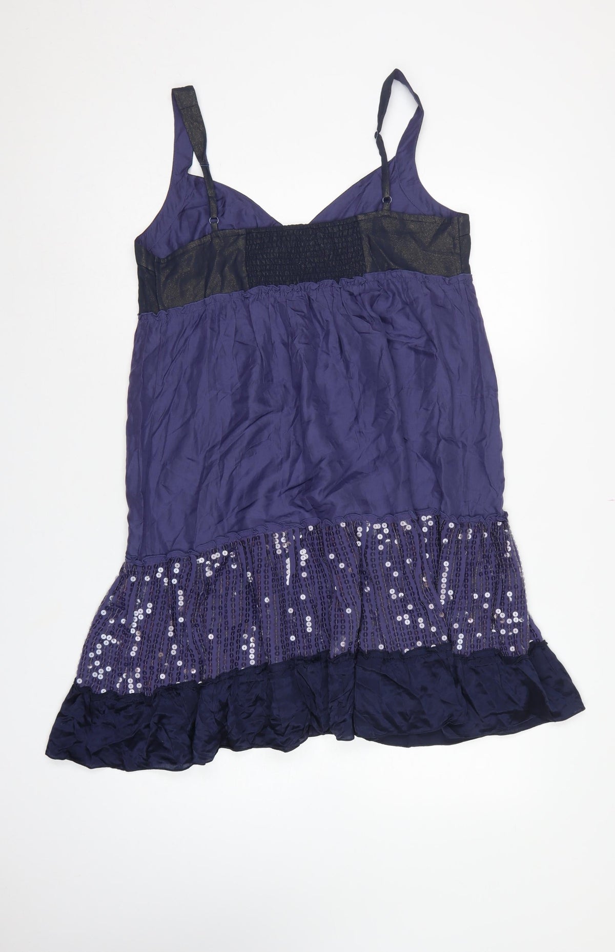 Warehouse Women Purple UK 16 Silk Sequin Strappy Fit & Flare Dress