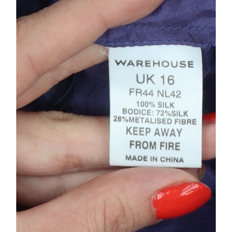 Warehouse Women Purple UK 16 Silk Sequin Strappy Fit & Flare Dress