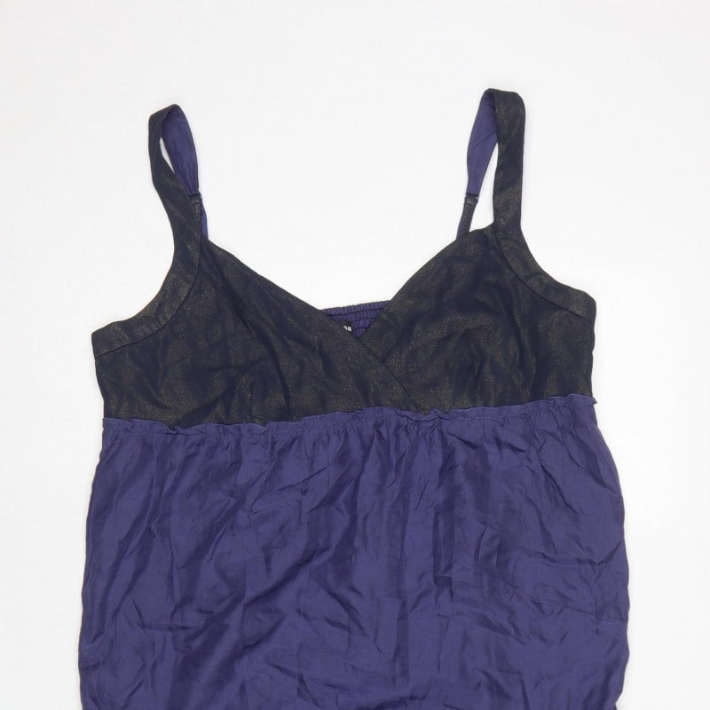 Warehouse Women Purple UK 16 Silk Sequin Strappy Fit & Flare Dress