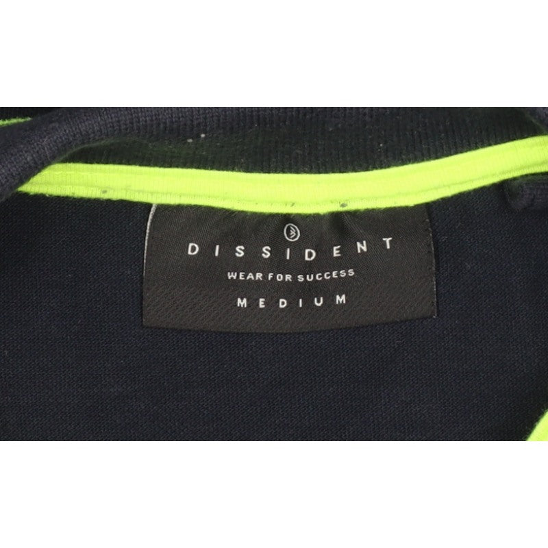 Dissident Men’s Blue M Cotton Polo Shirt Neon Trim Logo Short Sleeve
