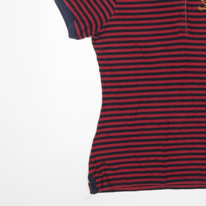 Lansdown Yacht Club Women Red Navy Stripe Polo Shirt UK 18 Embroidered