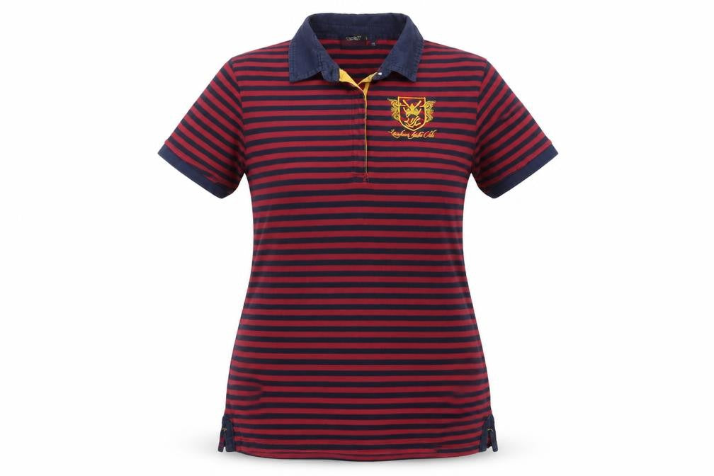 Lansdown Yacht Club Women Red Navy Stripe Polo Shirt UK 18 Embroidered