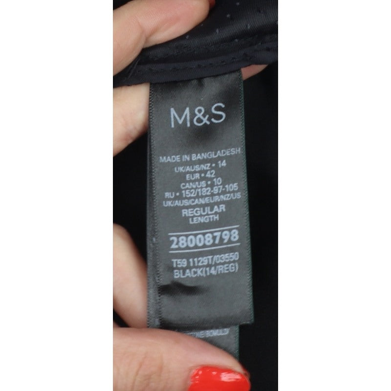 Marks and Spencer Women Black Size 14 Regular Straight Velvet Trousers