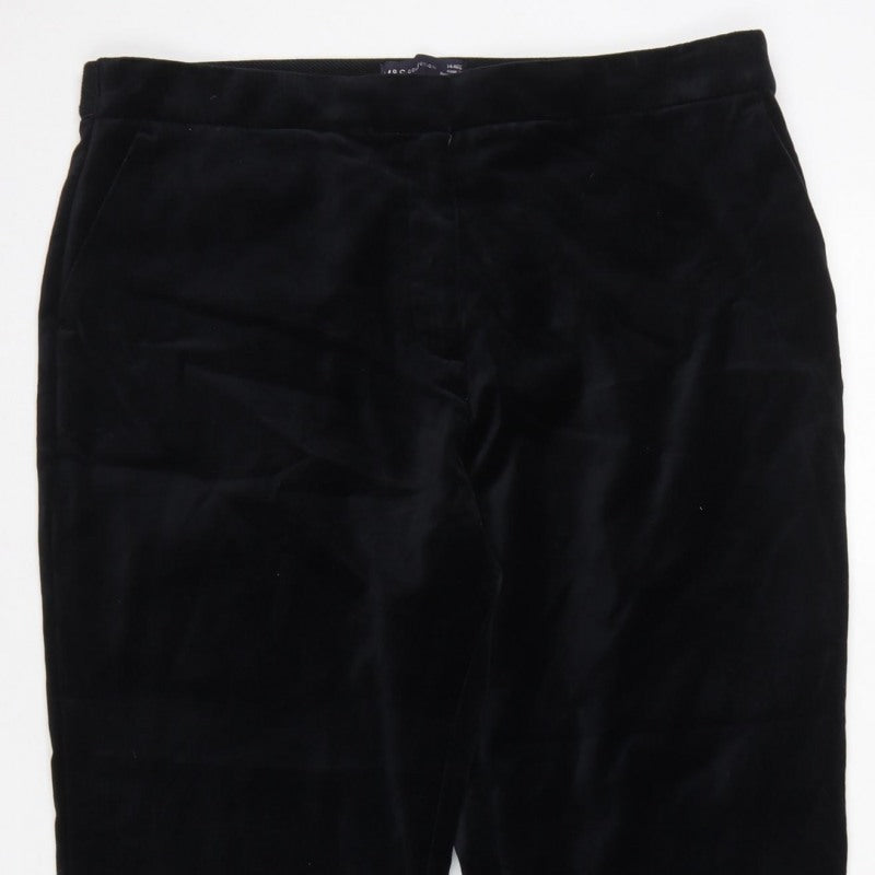 Marks and Spencer Women Black Size 14 Regular Straight Velvet Trousers