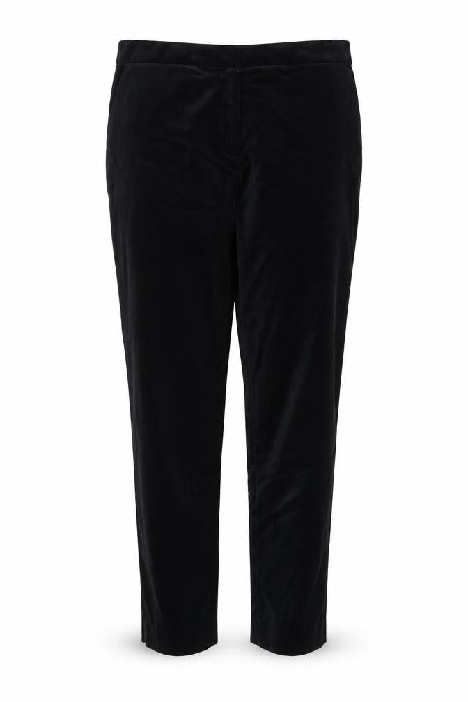 Marks and Spencer Women Black Size 14 Regular Straight Velvet Trousers
