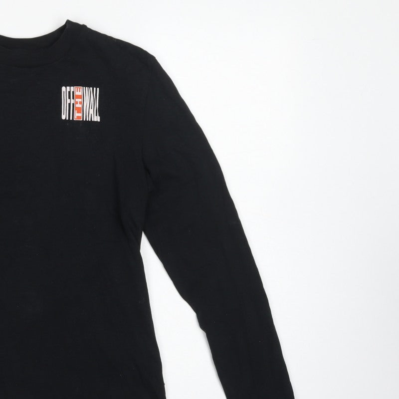 Vans Men's Black Small Long Sleeve Off The Wall Graphic T-Shirt