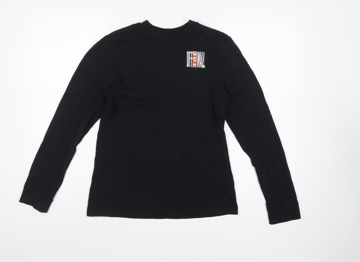 Vans Men's Black Small Long Sleeve Off The Wall Graphic T-Shirt
