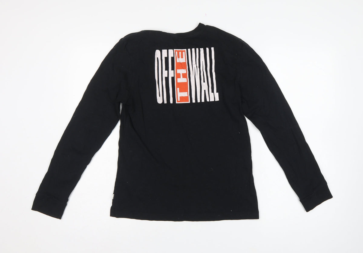 Vans Men's Black Small Long Sleeve Off The Wall Graphic T-Shirt