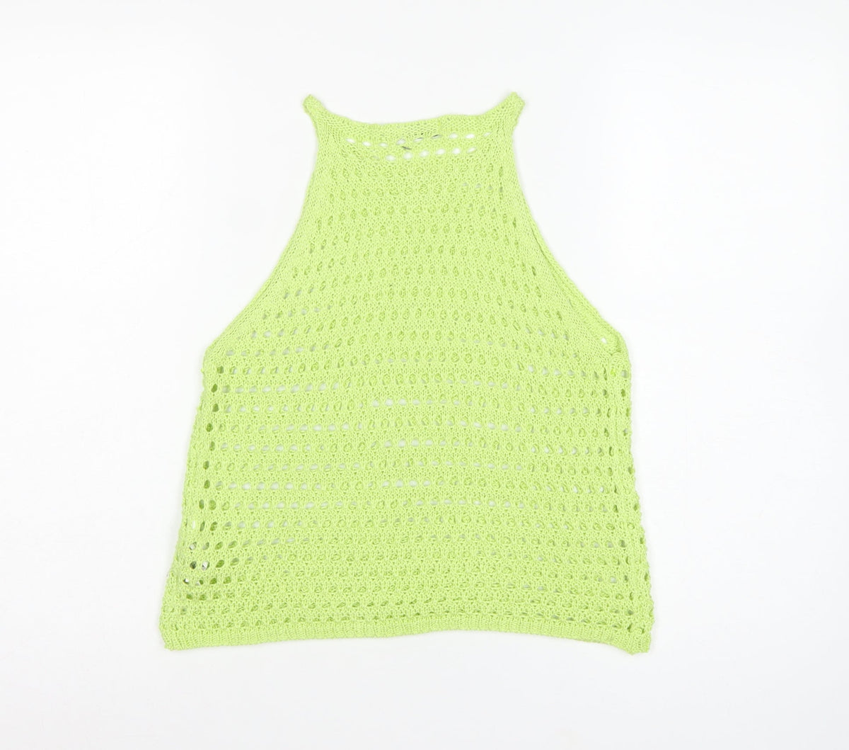 Stradivarius Women Green M Crochet Knit Sheer Camisole Tank Top