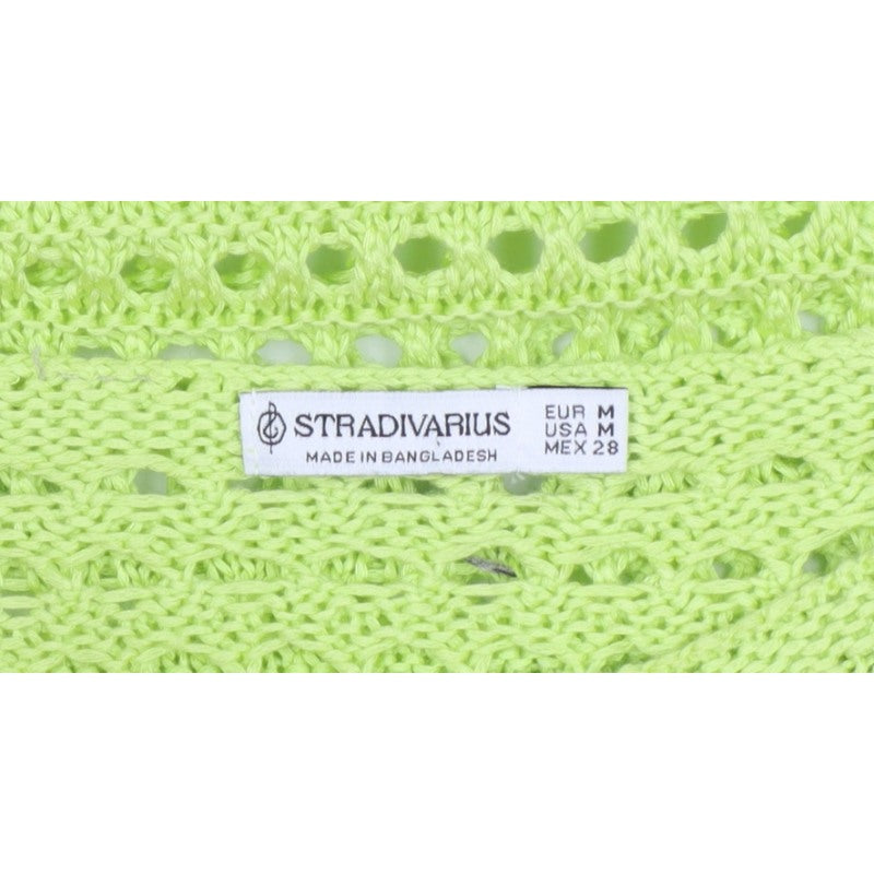 Stradivarius Women Green M Crochet Knit Sheer Camisole Tank Top