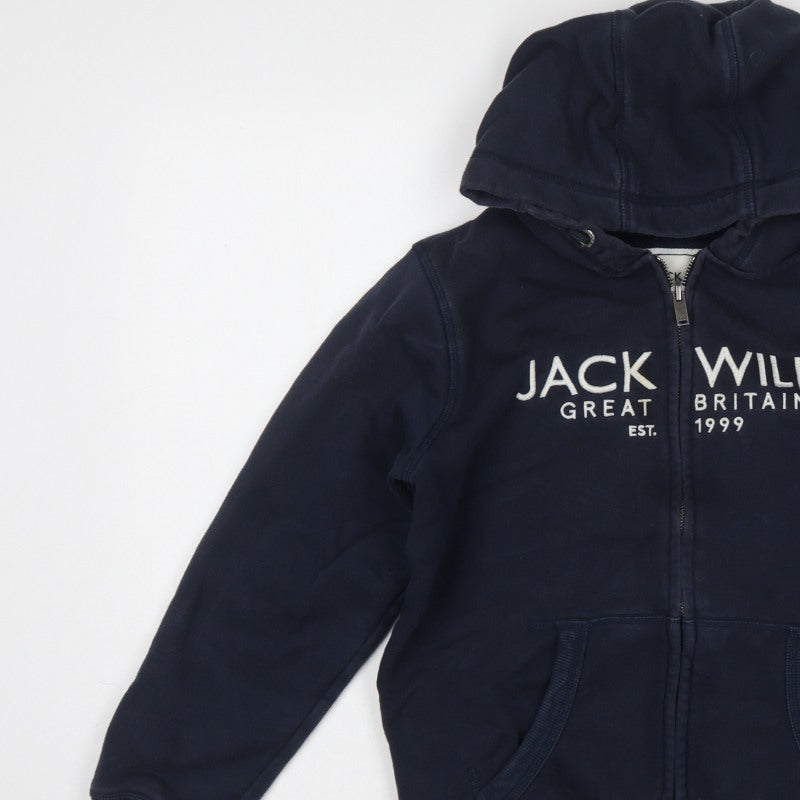 Jack Wills Boys Blue 11-12 Years Full Zip Hooded Logo Hoodie