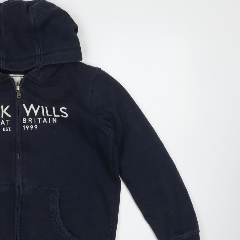 Jack Wills Boys Blue 11-12 Years Full Zip Hooded Logo Hoodie