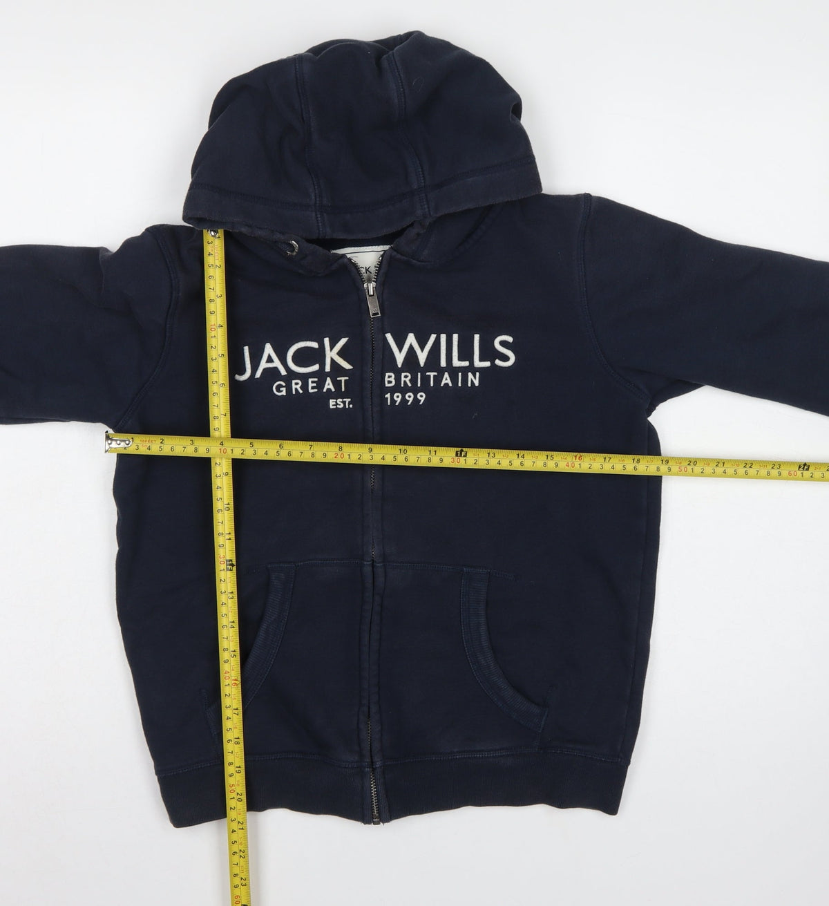 Jack Wills Boys Blue 11-12 Years Full Zip Hooded Logo Hoodie