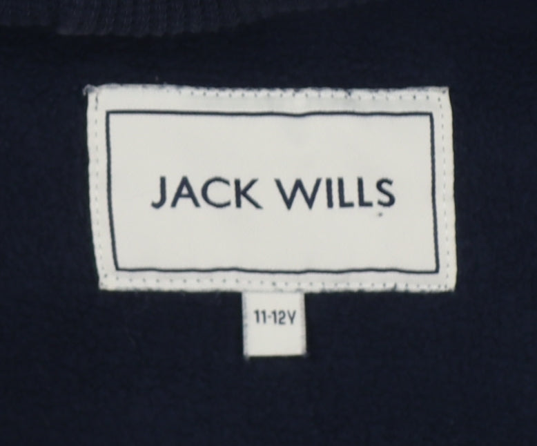 Jack Wills Boys Blue 11-12 Years Full Zip Hooded Logo Hoodie