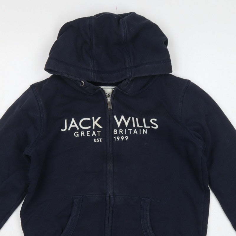 Jack Wills Boys Blue 11-12 Years Full Zip Hooded Logo Hoodie