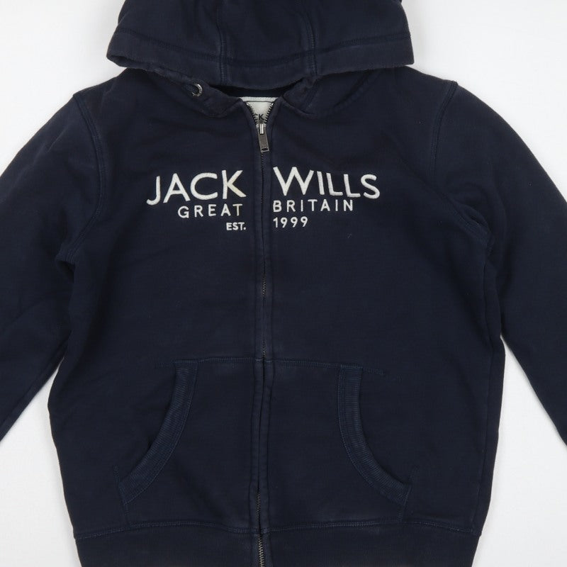 Jack Wills Boys Blue 11-12 Years Full Zip Hooded Logo Hoodie