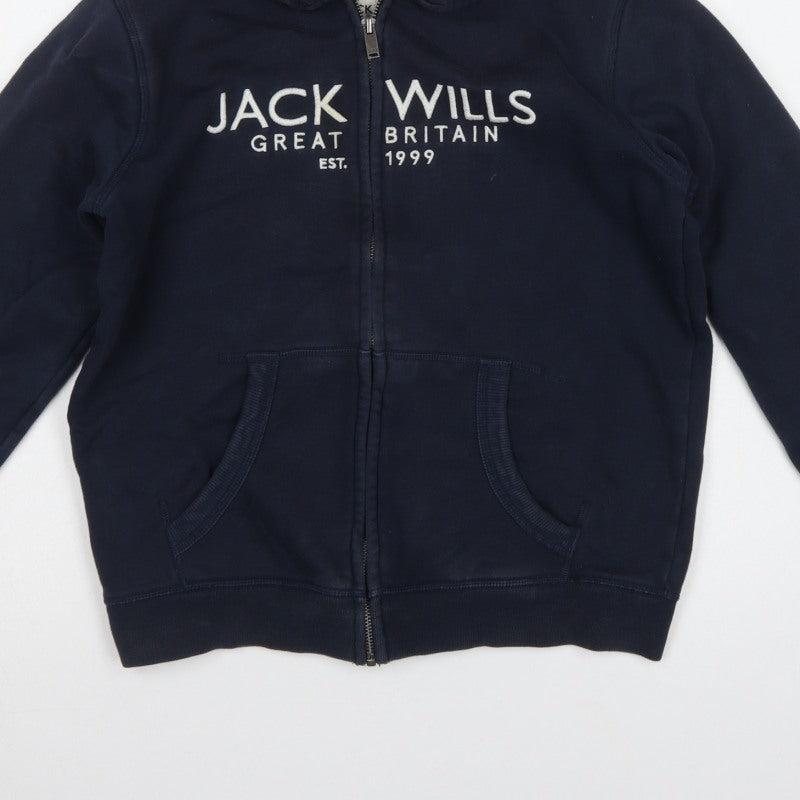 Jack Wills Boys Blue 11-12 Years Full Zip Hooded Logo Hoodie