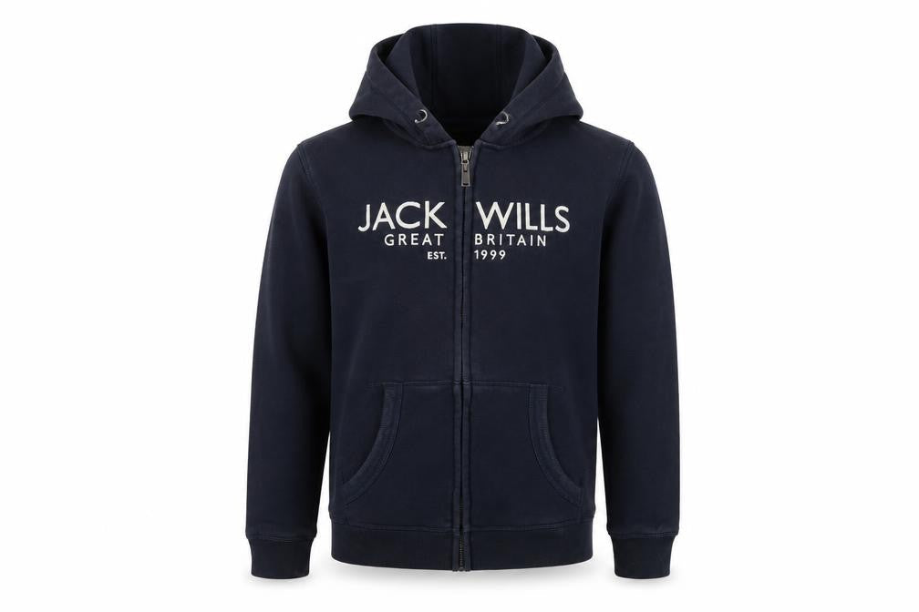 Jack Wills Boys Blue 11-12 Years Full Zip Hooded Logo Hoodie