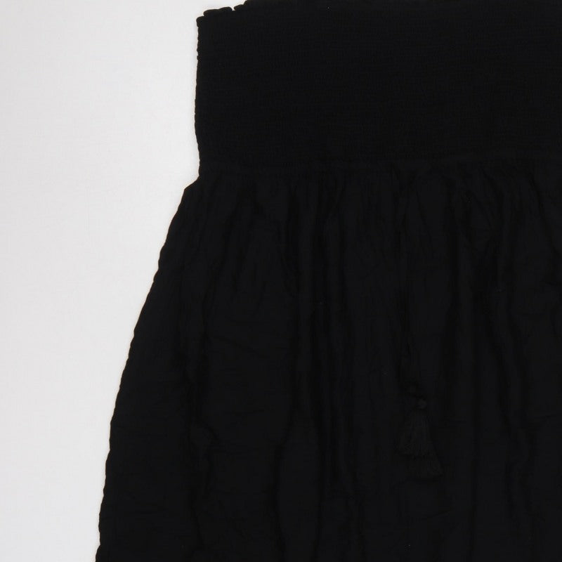 Marks & Spencer Women Black UK 24 Maxi Smocked Strappy Dress