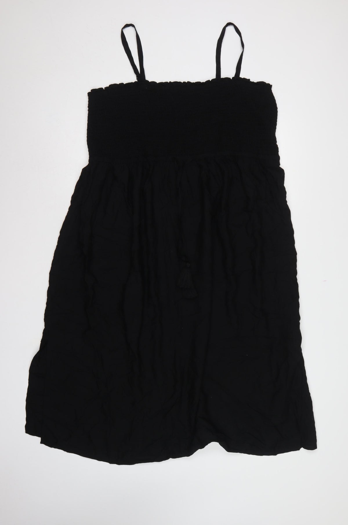 Marks & Spencer Women Black UK 24 Maxi Smocked Strappy Dress