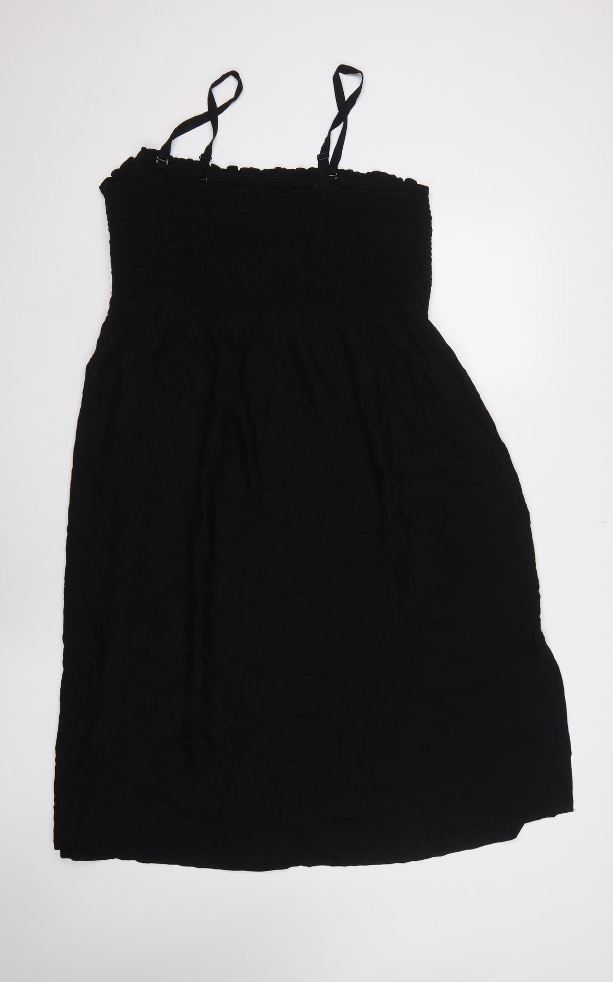 Marks & Spencer Women Black UK 24 Maxi Smocked Strappy Dress