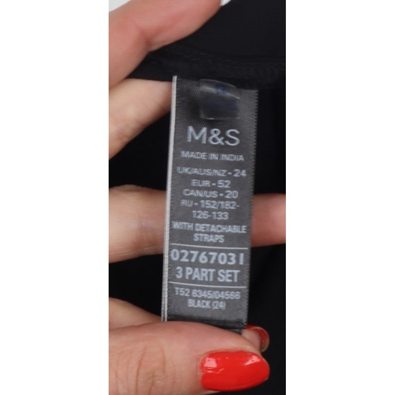 Marks & Spencer Women Black UK 24 Maxi Smocked Strappy Dress