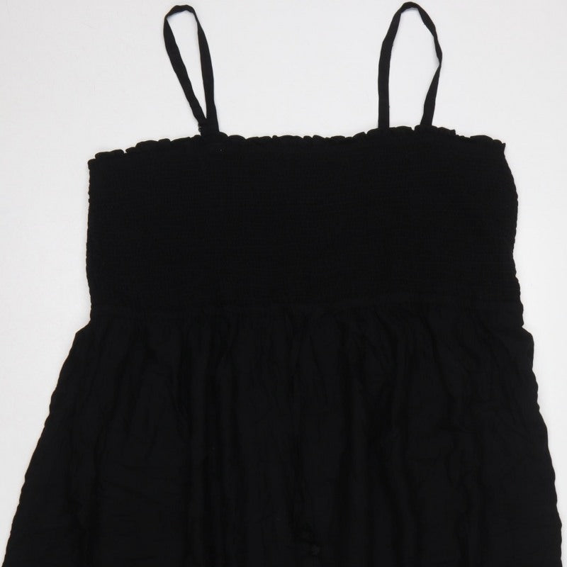 Marks & Spencer Women Black UK 24 Maxi Smocked Strappy Dress