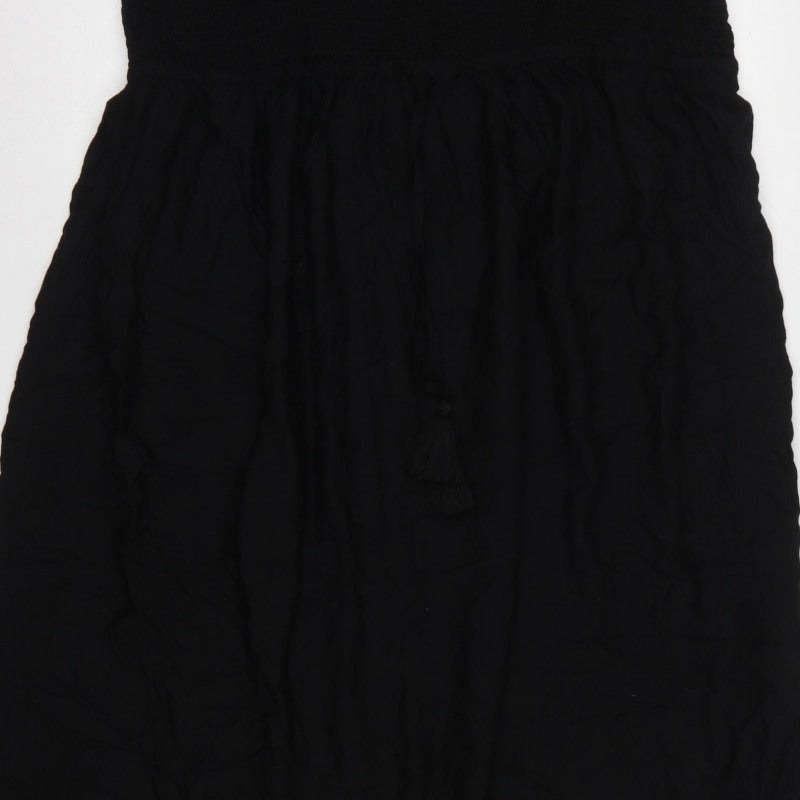Marks & Spencer Women Black UK 24 Maxi Smocked Strappy Dress