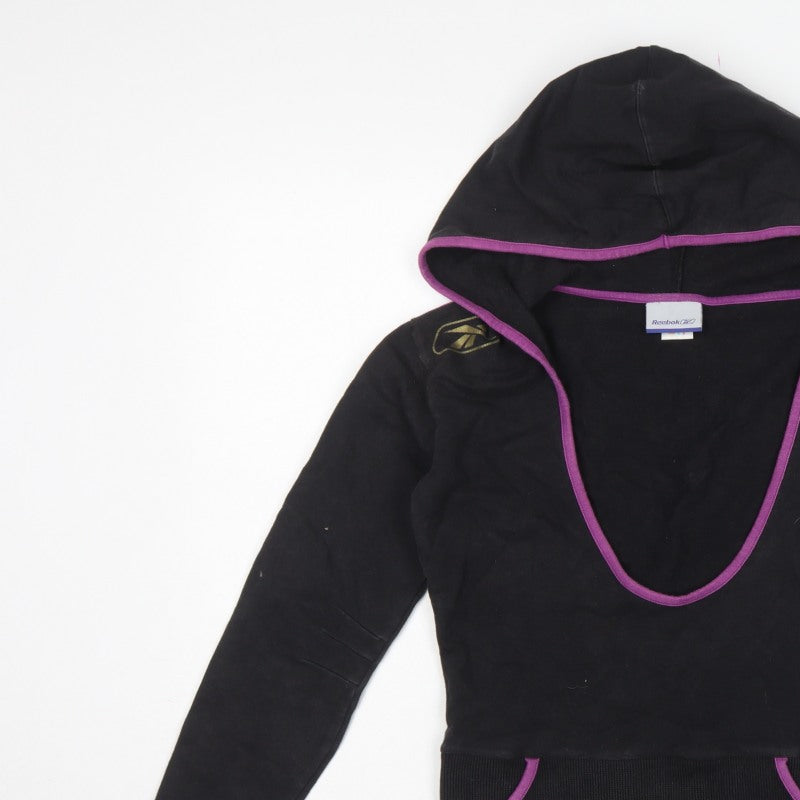 Reebok Women’s Black Purple Size 10 Pullover Hoodie Logo Pockets