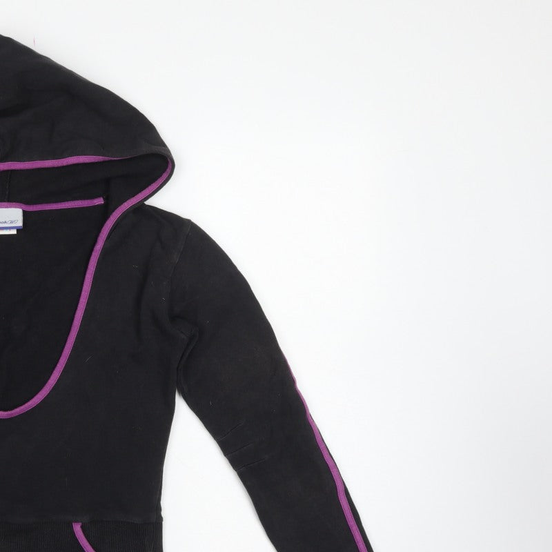 Reebok Women’s Black Purple Size 10 Pullover Hoodie Logo Pockets