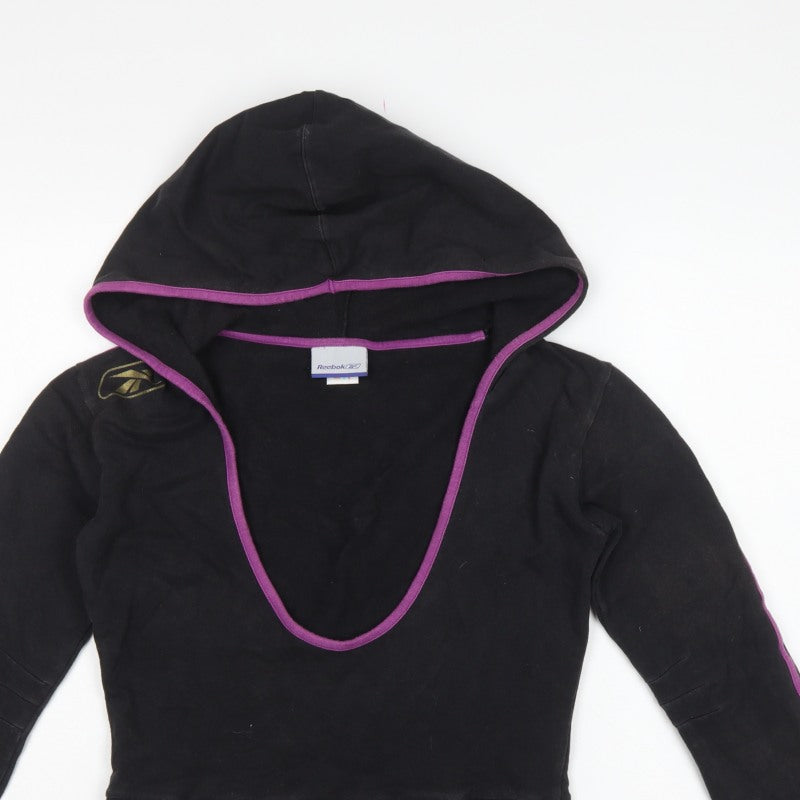 Reebok Women’s Black Purple Size 10 Pullover Hoodie Logo Pockets