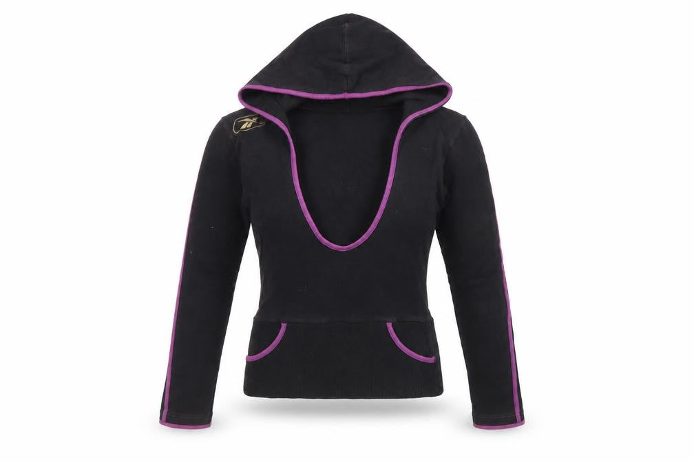 Reebok Women’s Black Purple Size 10 Pullover Hoodie Logo Pockets